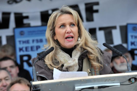 Carolle Ralph speaking as locals gathered in 2010 to save RAF Lossiemouth.