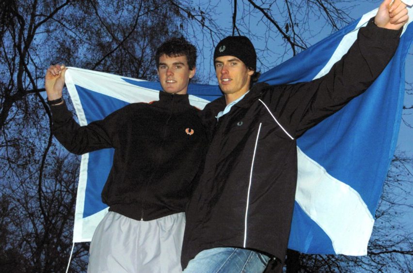 Jamie and Andy Murray during the press conference of the Aberdeen cup tennis event.