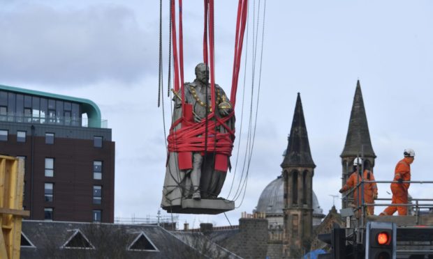 A statue of King Edward VII was craned off its perch on the corner of Union Terrace and Union Street back in March.