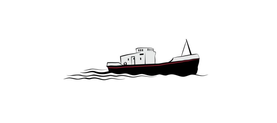 Drawing of a fishing boat in the water