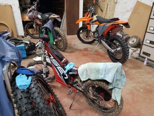 Some of the motocross bikes that were stolen from Alyth