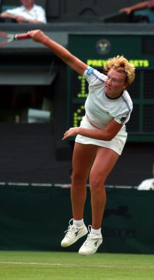 Great Britain’s Elena Baltacha in action against Nathalie Dechy of France during the First Round match of the 2001 tournament.