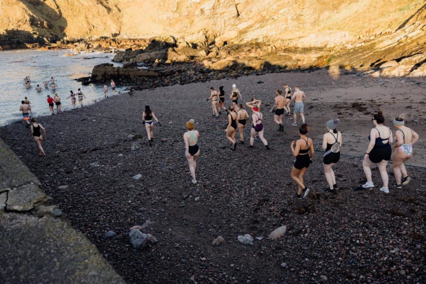 The Wet Bandits wild swimming group at Cove.