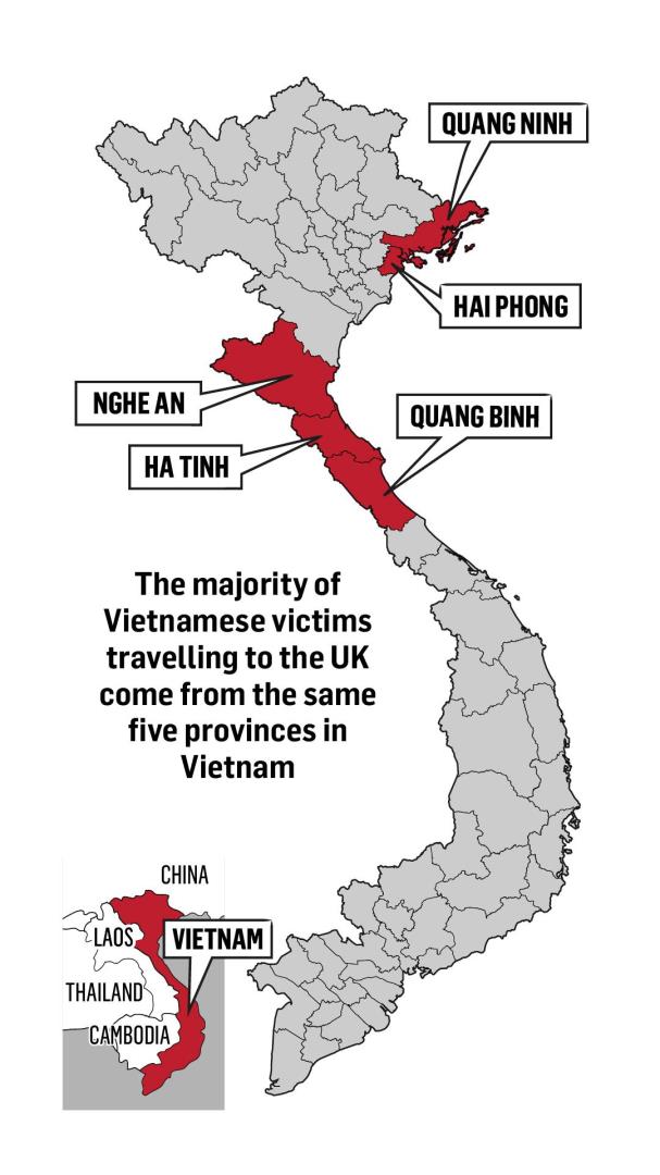 Map of Vietnam with provinces identified 