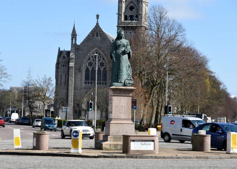 The Queen Victoria statue, at Queens' Cross, Aberdeen