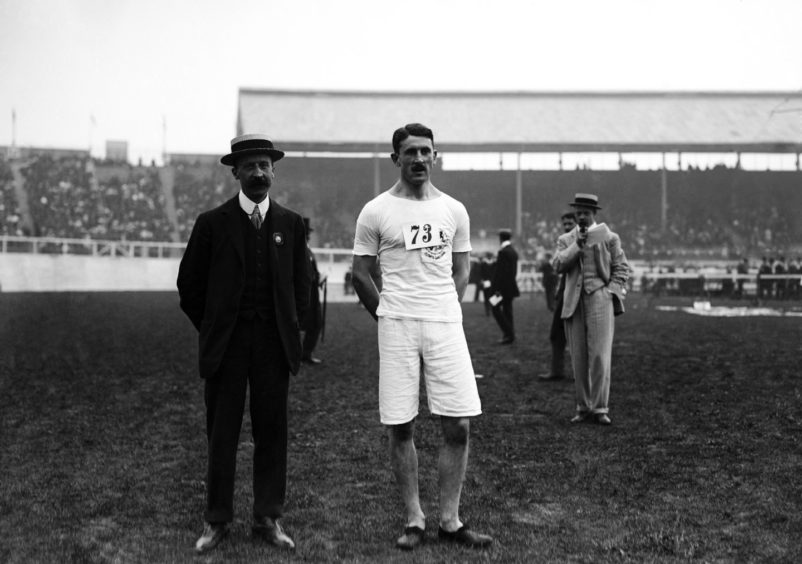 Scottish 400m runner, Wyndham Halswelle, at the 1908 Olympic Games, where he won the gold medal.