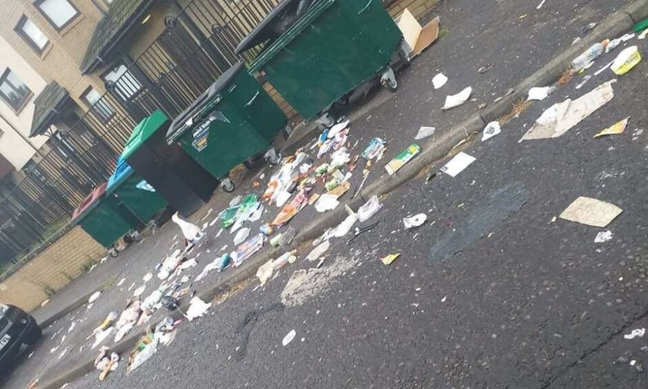 Rubbish in the streets of Fintry earlier this week.