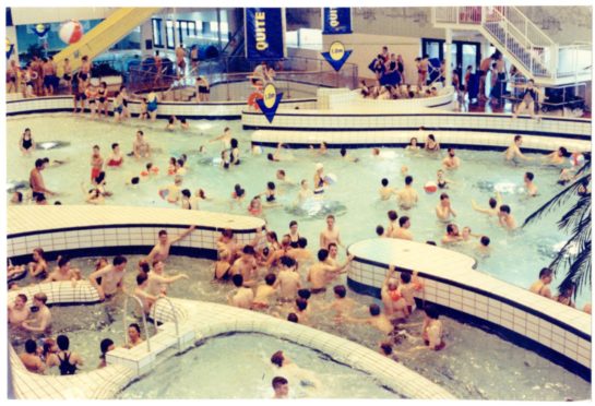 A busy scene at the old Olympia swimming pool in 1991.