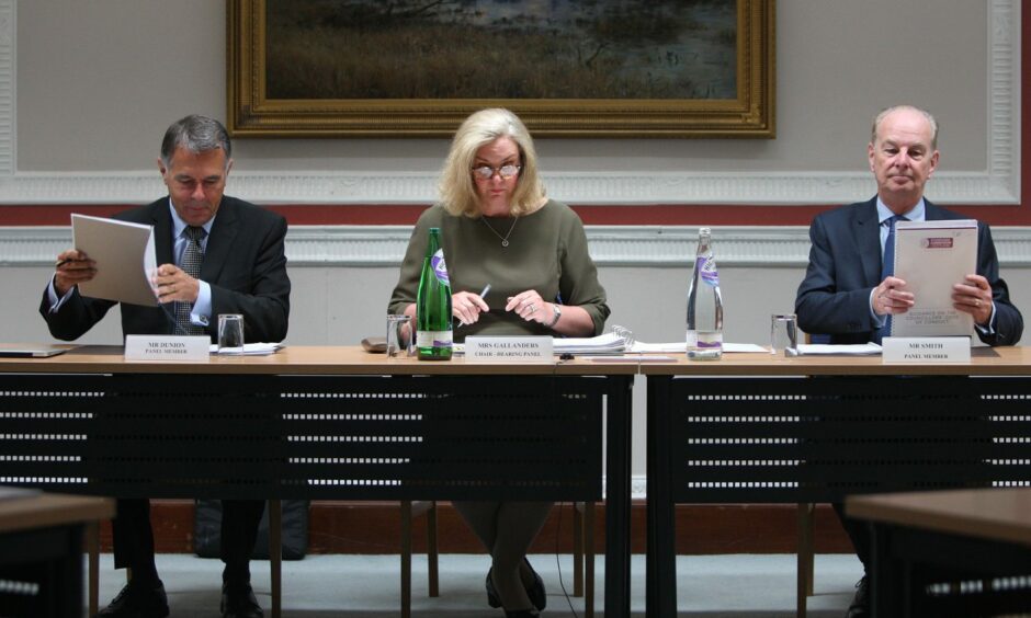 Kevin Dunion, left, at a Standards Commission For Scotland hearing before the pandemic.