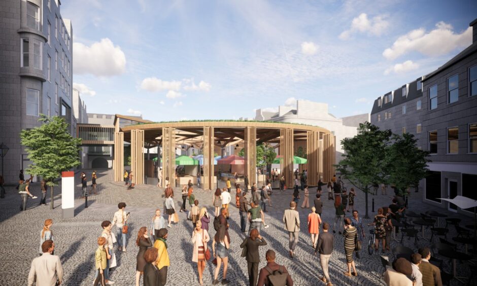 View of the new market from The Green, as shown in council concept images released in May.