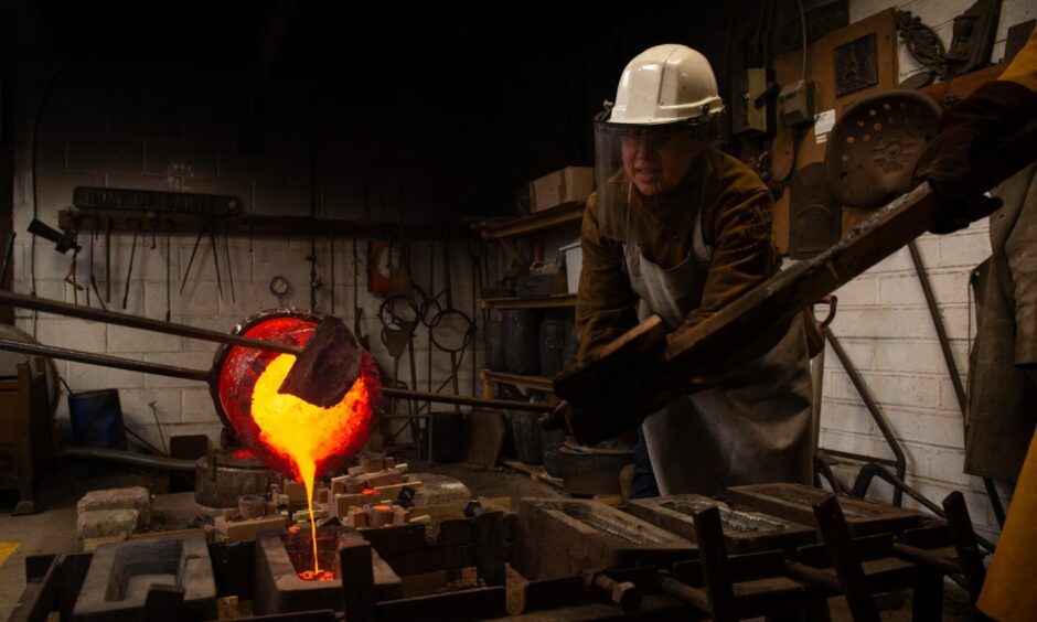 Sculptors melt and pour bronze at the Scottish Sculpture Workshop in Lumsden.