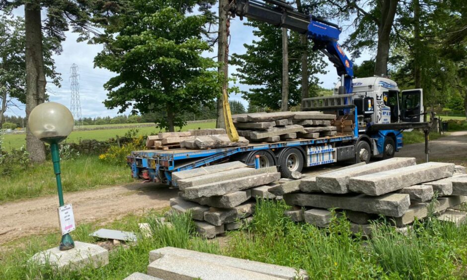 Granite from Union Terrace Gardens was left in a private gardens in Cults.