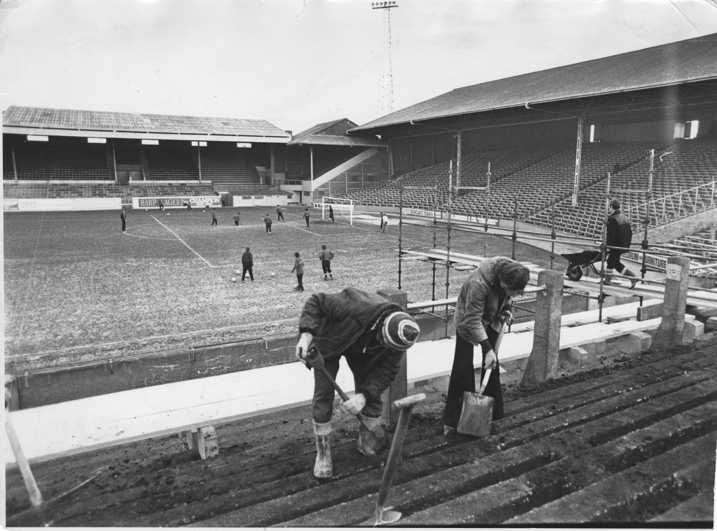 Work began to transform Pittodrie into an all-seater stadium in 1977.