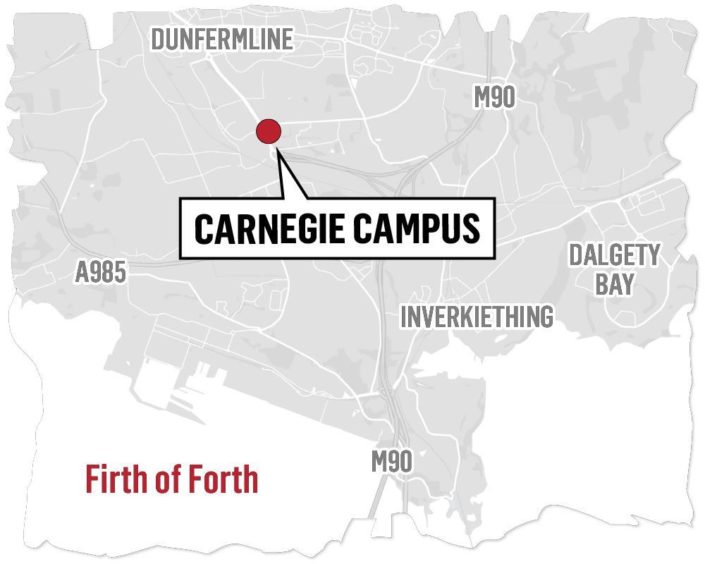 Map of Carnegue Campus in Dunfermline, Scotland