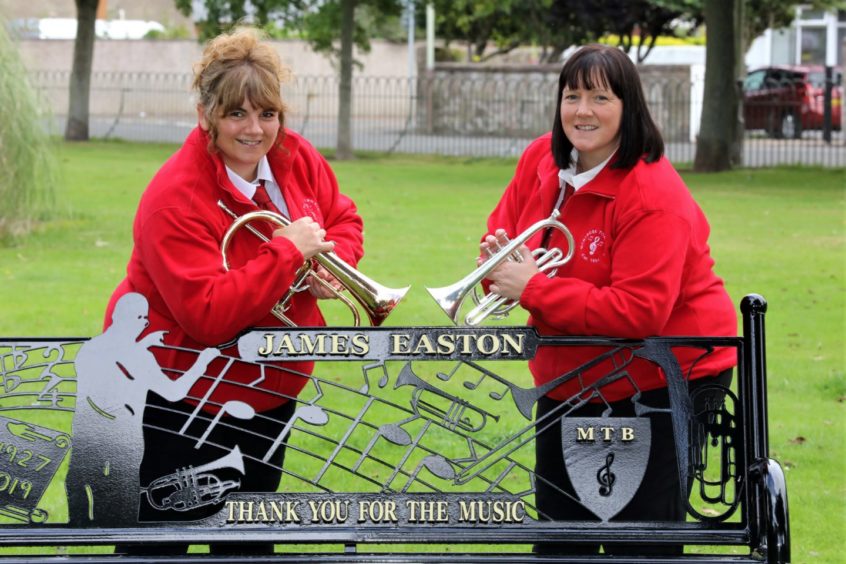 Mr Easton's granddaughters Karen Easton and Mhairi Cairns both play with Montrose Town Band. 