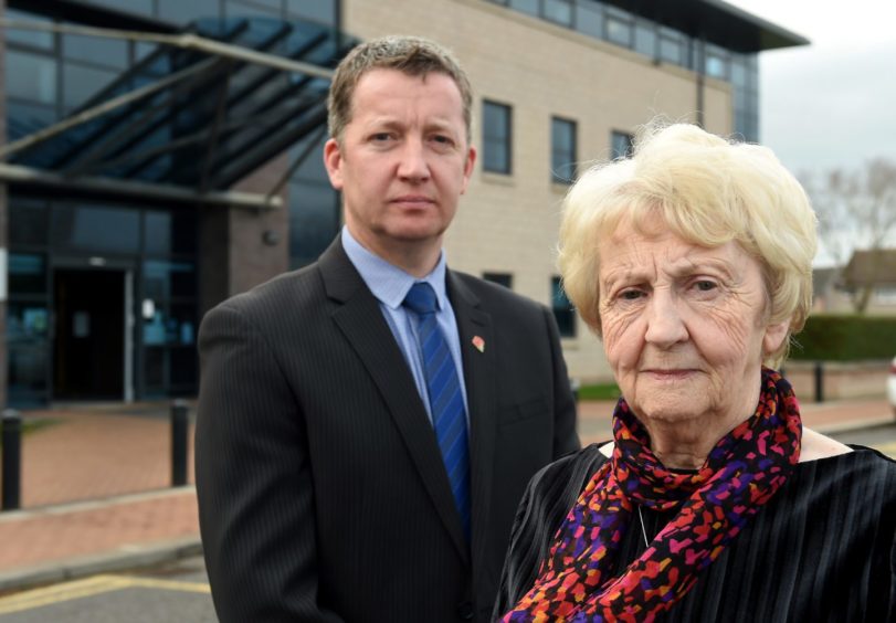 Morag Govans, the sister of missing Renee with detective inspector Brian Geddes in 2018. 
