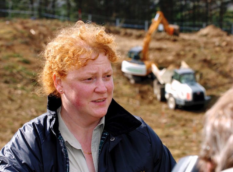 Professor Sue Black at Dalmagarry quarry in 2004.