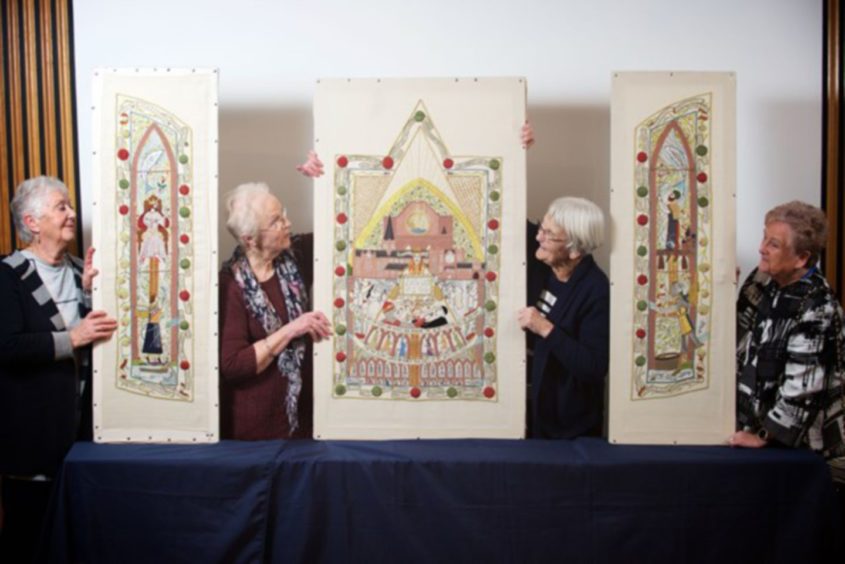 The Arbroath embroidered tapestry was recently handmade by local embroiderers.