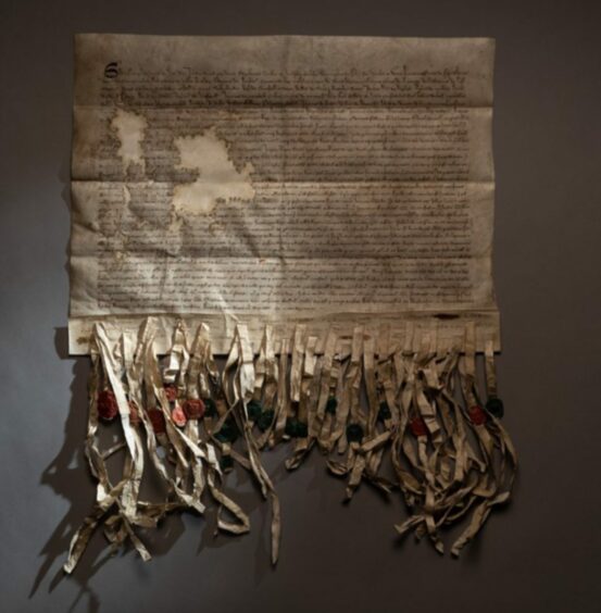 A new facsimile of the surviving Declaration of Arbroath created by David Frank.
