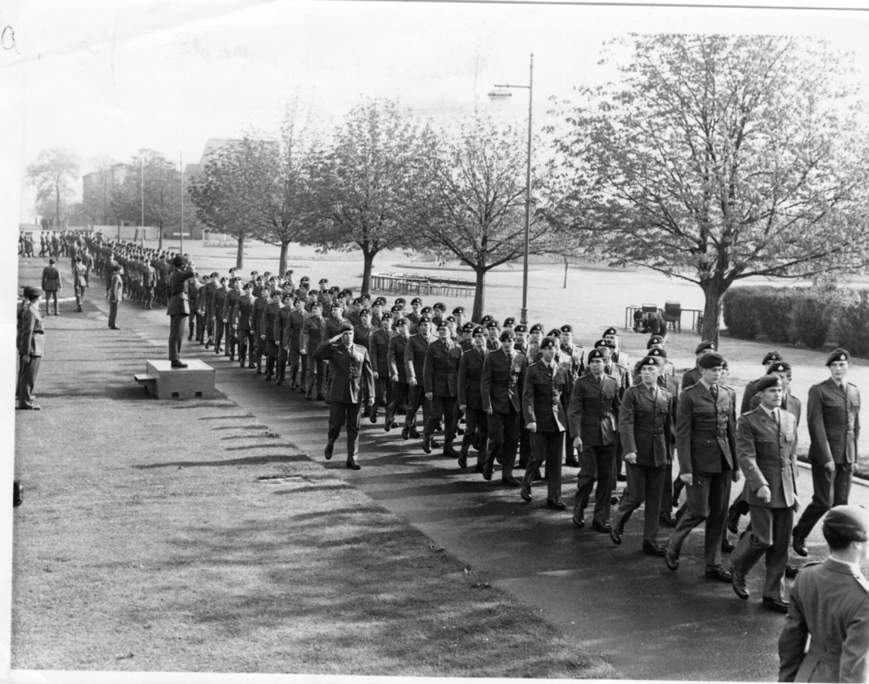 The inaugural Royal Marines parade at RM Condor in Arbroath in 1971.