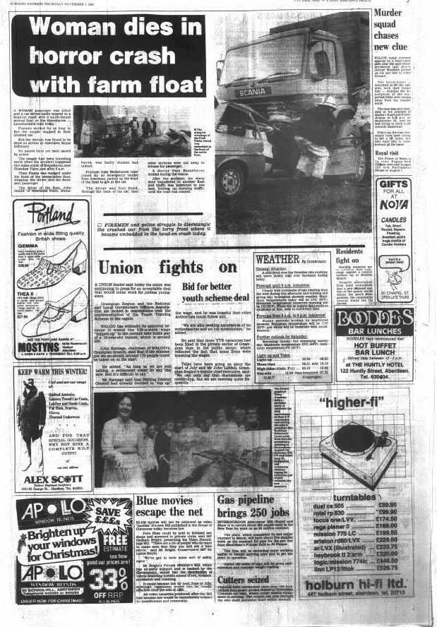 Evening Express November 3, 1983. "Murder squad chases new clue"