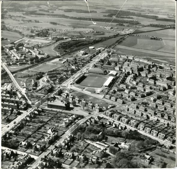 An aerial view of Muirton Park in May 1962.