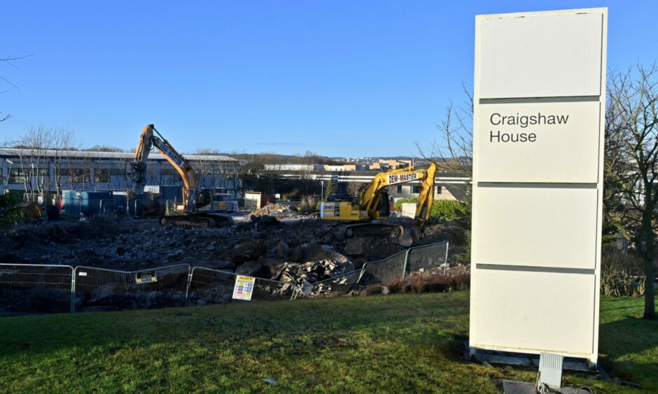 Craigshaw House, Tullos, was knocked down as its continued use as offices was deemed 'unviable'.