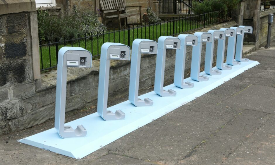 The disputed electric bike charging station in Blackness Avenue, Dundee.