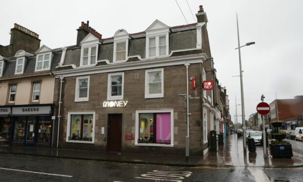 General view of Virgin Money Broughty Ferry bank branch.