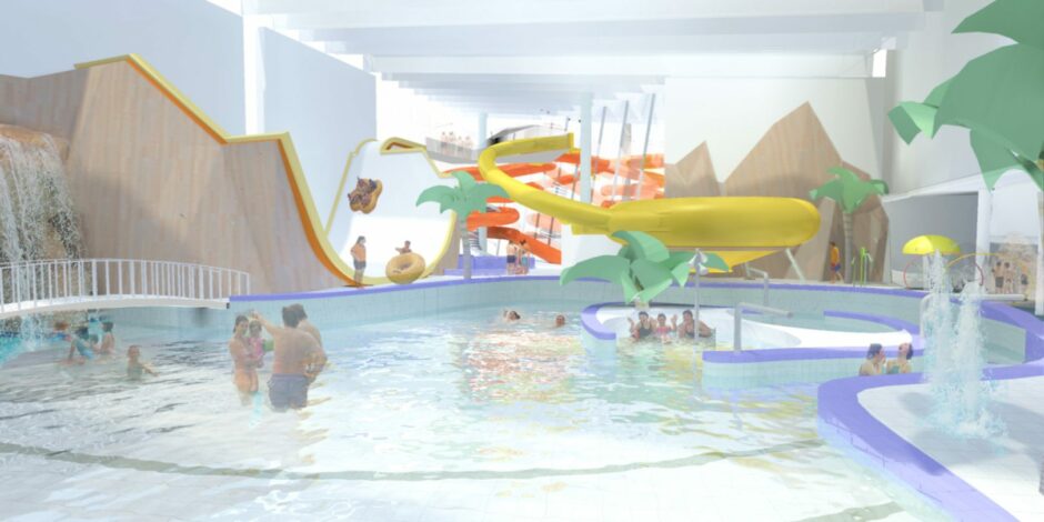 An artist's impression of a swimming pool as part of the proposed PH2O project in Perth.