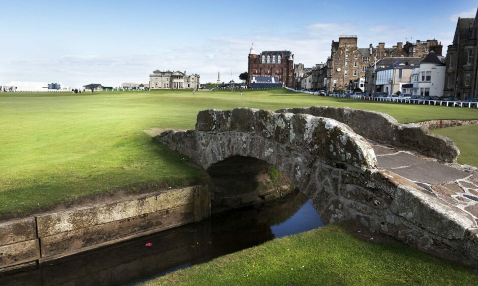 The famous Swilken Bridge on the Old Course in St Andrews.