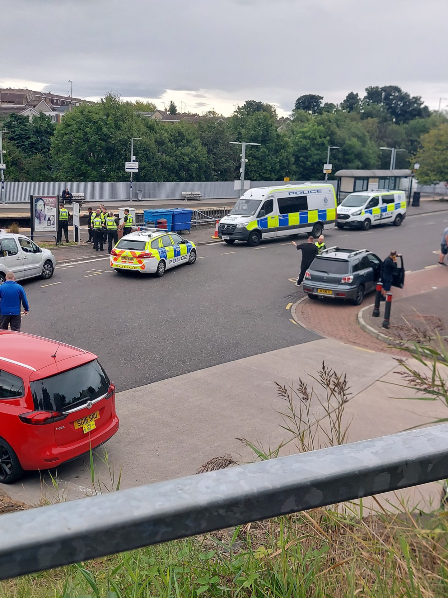Police sealed off part of Inverkeithing train station as an investigation got under way. Picture: Sarah Myles.