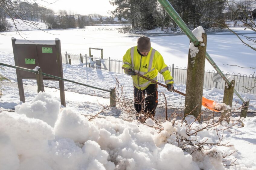 Path clearing at Keptie Pond in Arbroath last year.