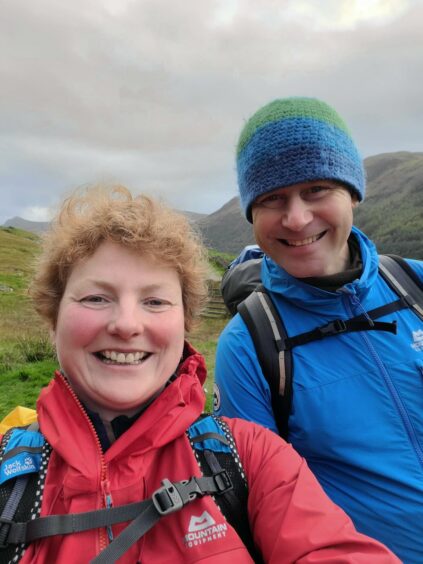 Orkney head teacher Wendy Bowen and her guide Max Hunter during their climb up Ben Nevis to raise money for cancer research