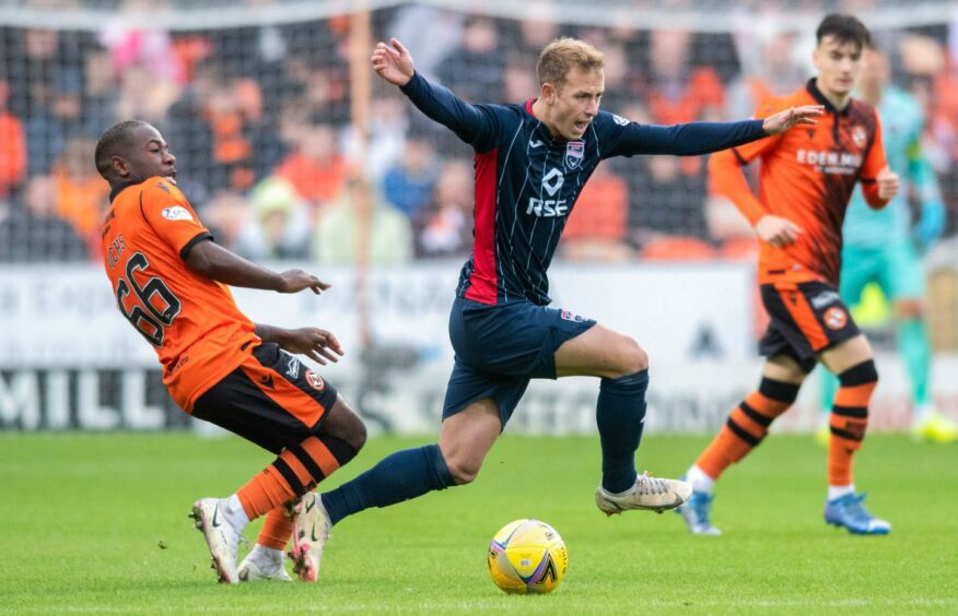 Jeando Fuchs starring for Dundee United against Ross County