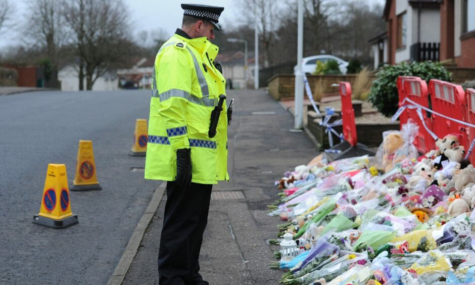 Dunvegan Avenue, Kirkcaldy, where tributes were left for three-year-old Mikaeel Kular in 2014.