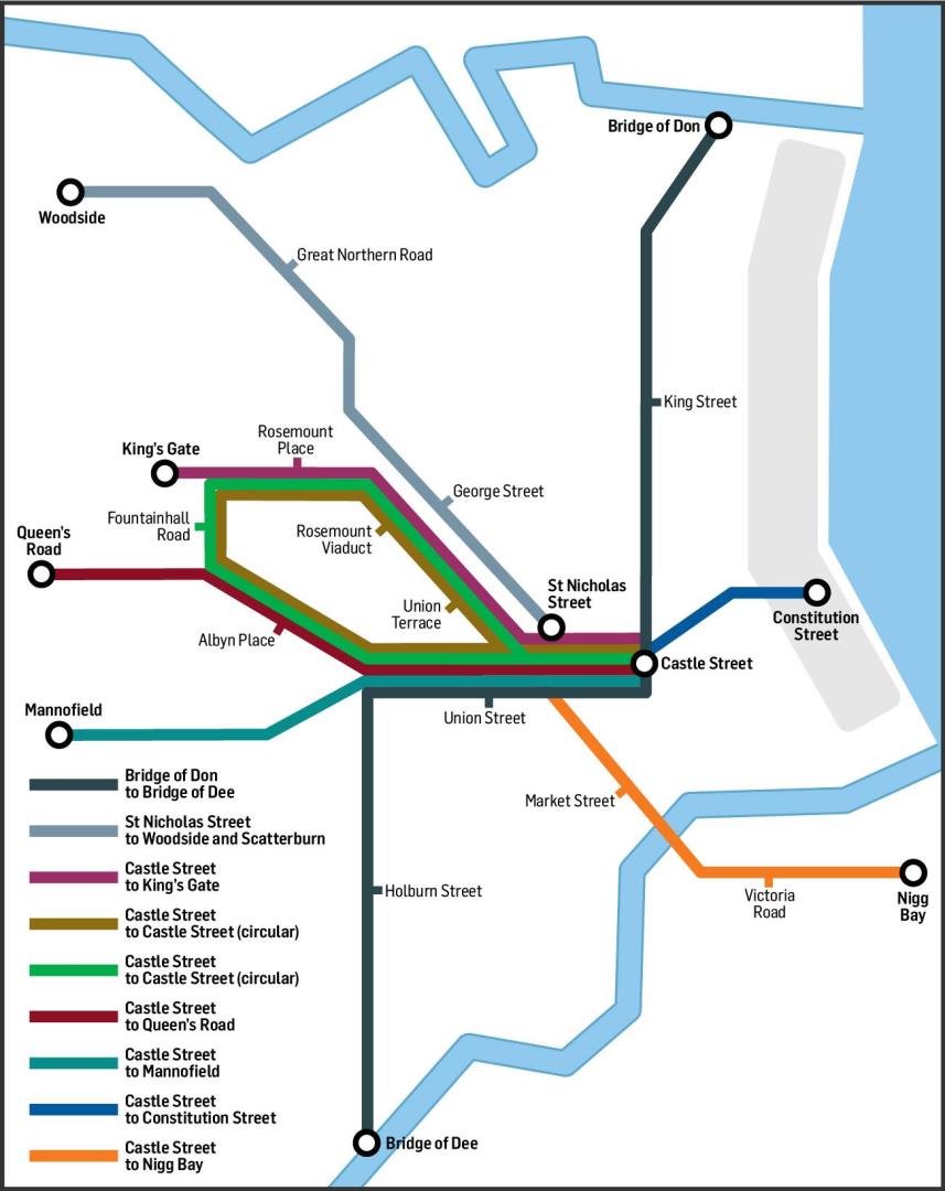 A map of the trams network