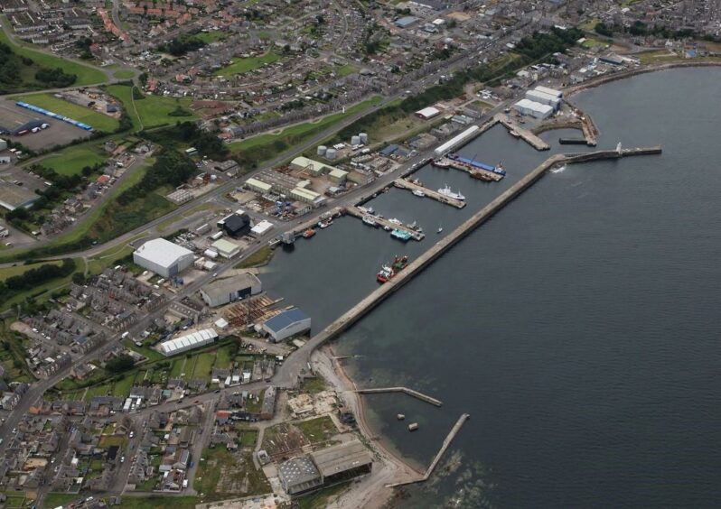 Aerial view of Buckie Harbour