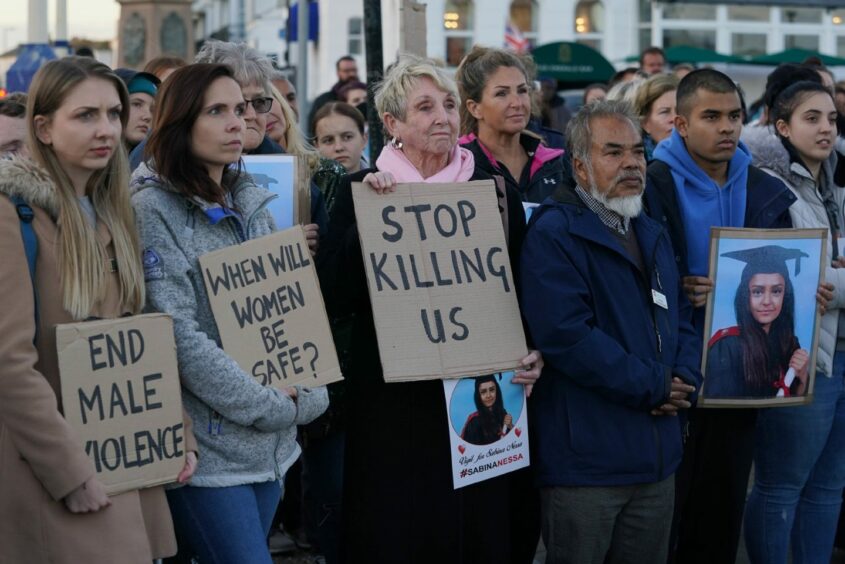 A vigil for Sabina Nessa at Eastbourne Pier in East Sussex.