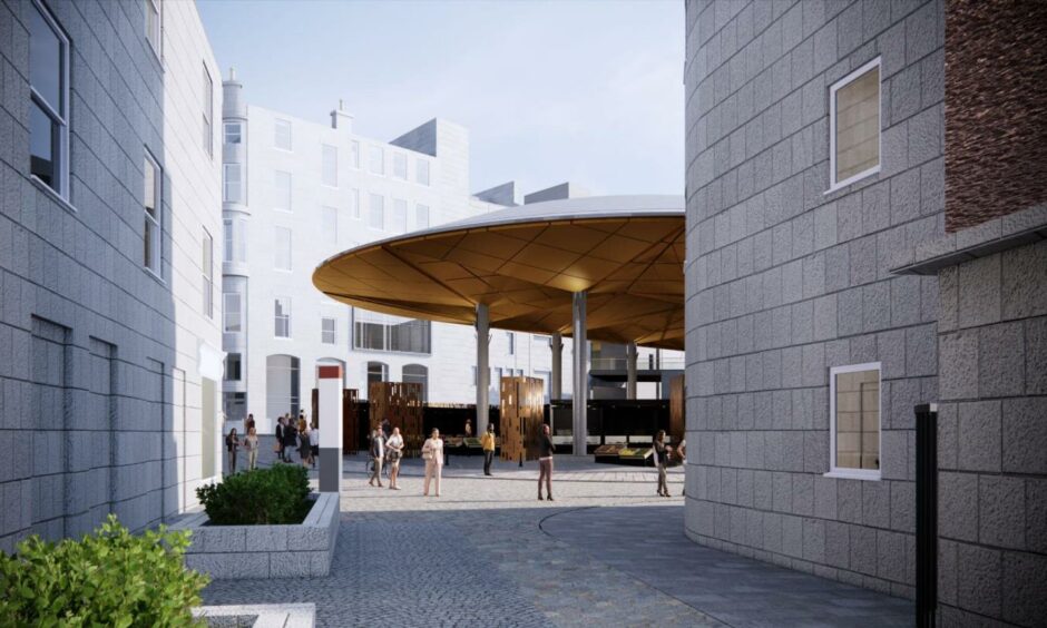 The proposed view of the market from Carmelite Street in Aberdeen.