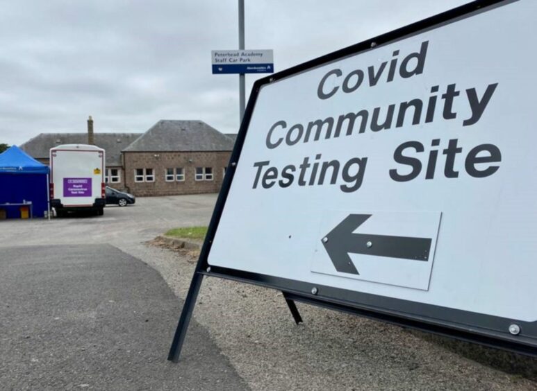 Entrance to a Covid testing site. 