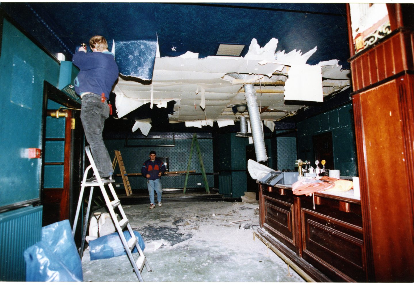 There was a ceiling collapse at Foreigners bar in Dundee in 1995. Picture: DCT Media.
