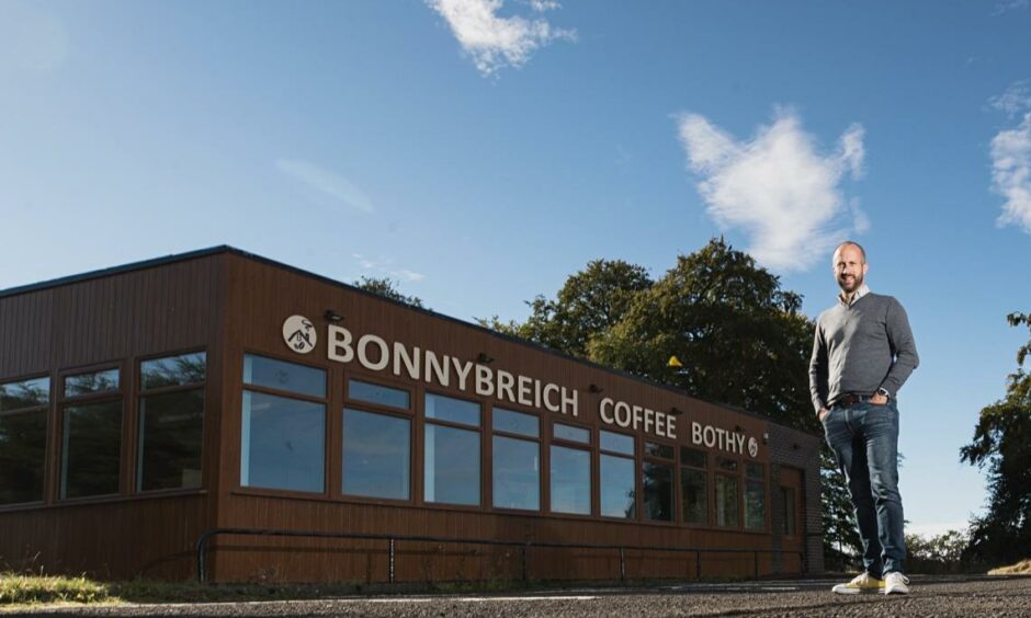 Will Macpherson in front of the Bonnybreich Coffee Bothy which is being transformed into the new Angus Grill and Larder.