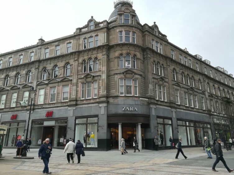 General view of the Zara shop in Dundee city centre