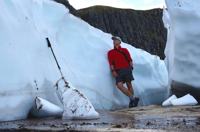 Iain Cameron at a different snow patch in Ben Nevis last year. 