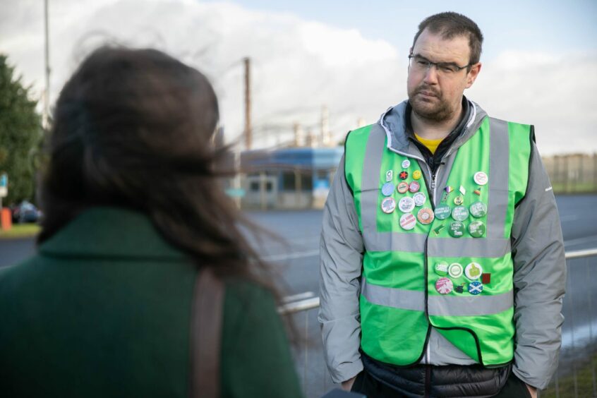 Bryce Goodall speaking to The Courier outside the Mossmorran Fife plant