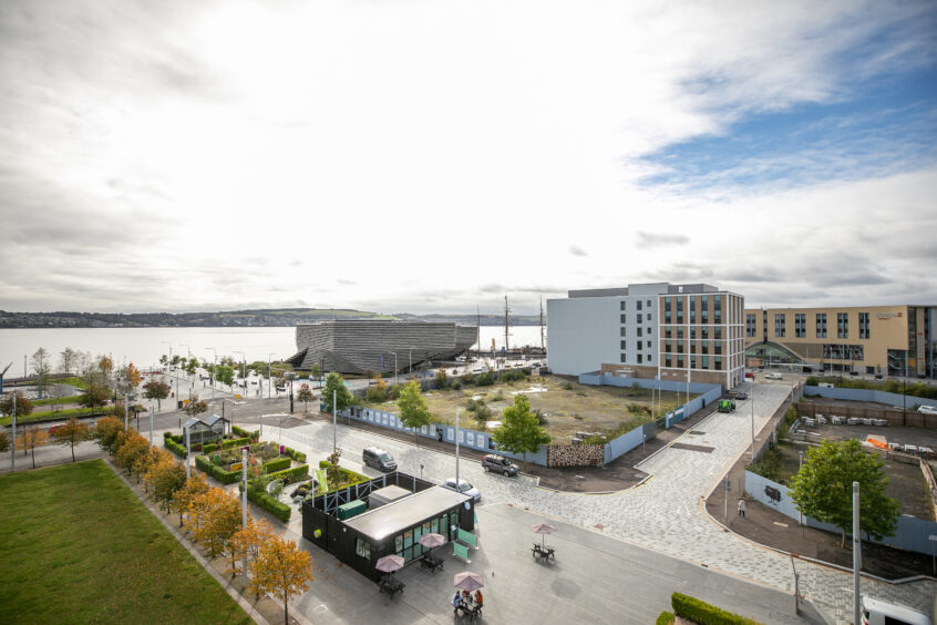 Views over the Dundee waterfront development area in 2021