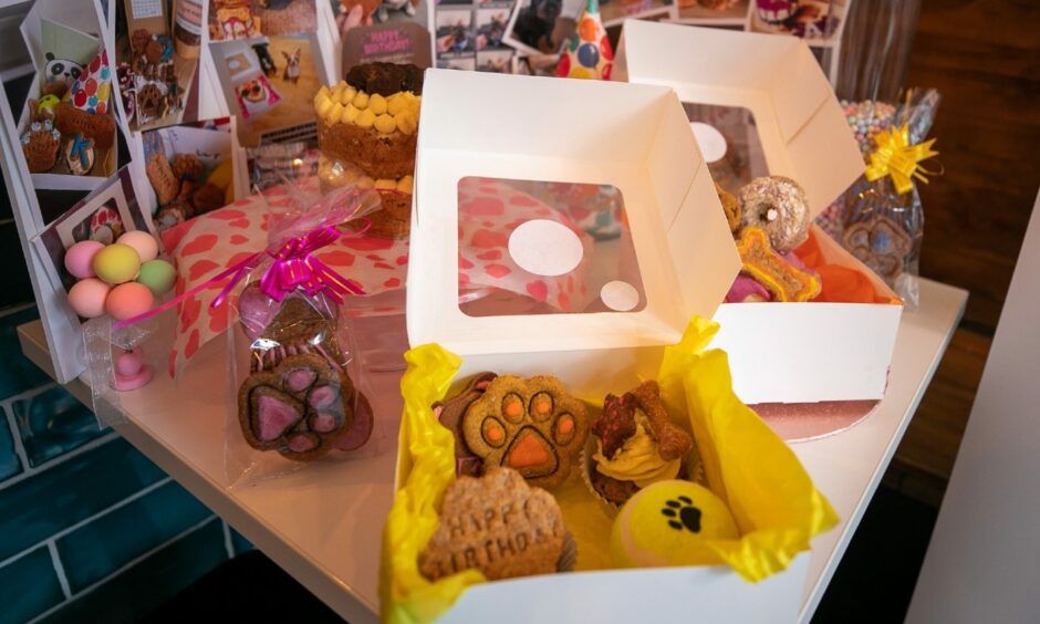 Some of the range of doggy goodies that Jeri Kelly makes and sells.
