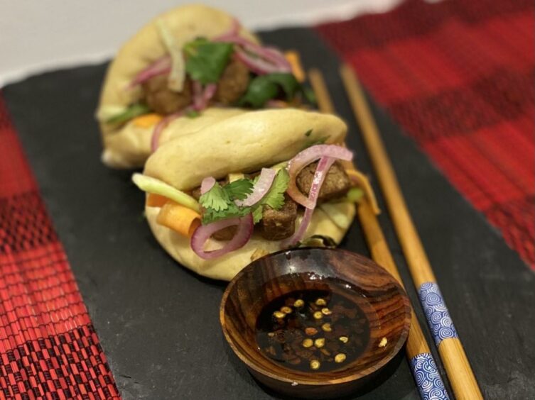 Karen Bevan made steamed buns with Quorn pieces in the School Chef of the Year competition