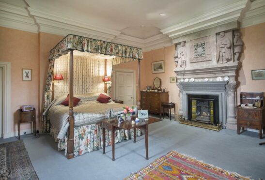 A bedroom inside Careston Castle in Angus.